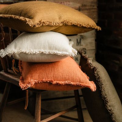 Fringed Linen Small Lumbar Pillow