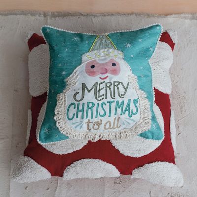 Fringed Santa Merry Christmas To All Throw Pillow