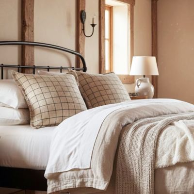 Fringed Windowpane Throw Pillow 20x20