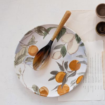 Fruit Pattern Stoneware Platter Set of 4