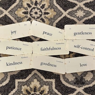 Fruits of the Spirit Primitive Flash Card Set of 9