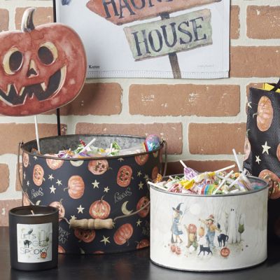 Galvanized Metal Halloween Buckets Set of 2