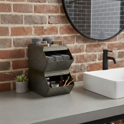 Galvanized Metal Stacking Bin 12 inch