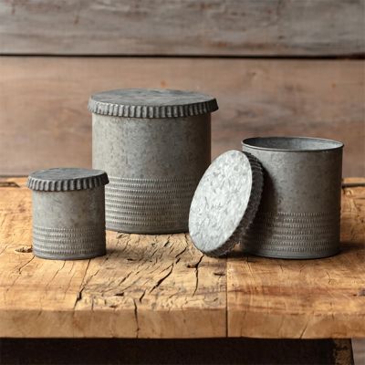 Galvanized Metal Storage Container Set of 3
