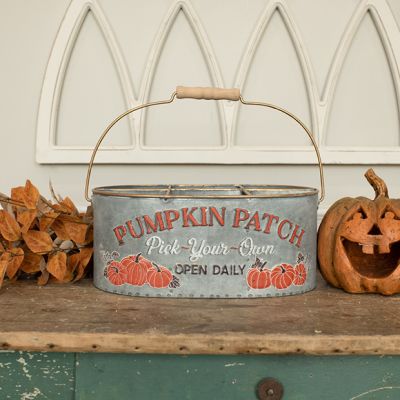 Galvanized Pumpkin Patch Divided Bucket