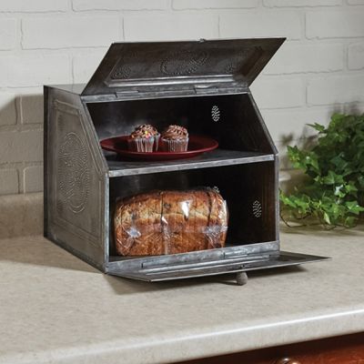 Galvanized Star Punched Metal Bread Box