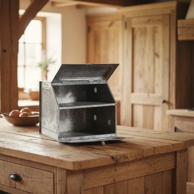Galvanized Star Punched Metal Bread Box