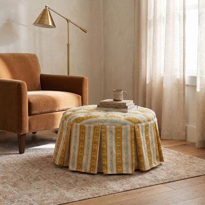 Garden Floral Stripe Skirted Parlor Ottoman