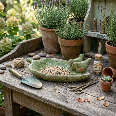 Garden Leaf Aged Bird Feeder