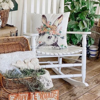 Garden Rabbit Embroidered Accent Pillow