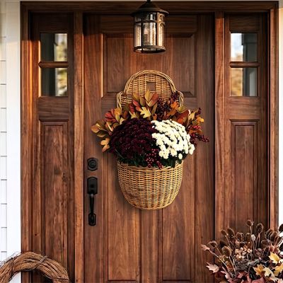Gathered Grove Rattan Wall Basket