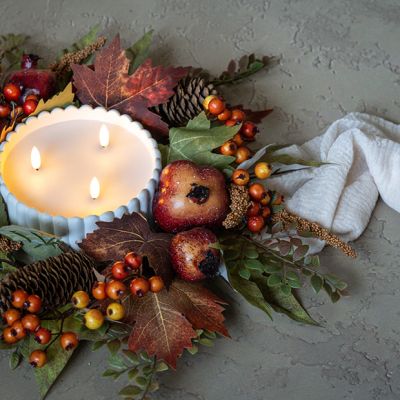 Gathered Harvest Maple and Pomegranate Mini Wreath Set of 2