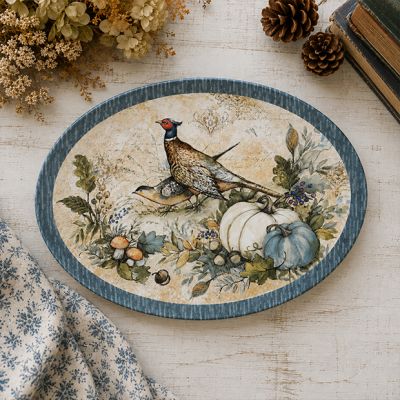 Gathered Harvest Pheasant Oval Platter