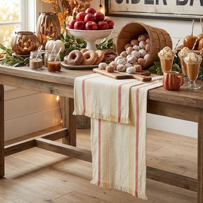 Gathered Market Stripe Fringed Table Runner