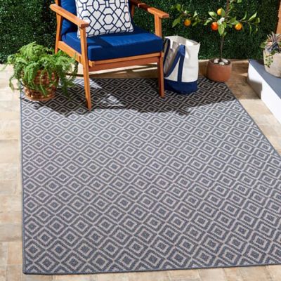 Geometric Diamond Pattern Navy/Ivory Area Rug