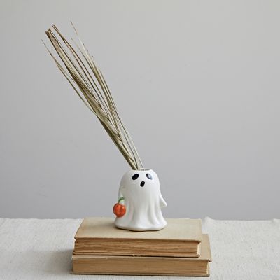 Ghost With Jack O Lantern Stoneware Vase Set of 2