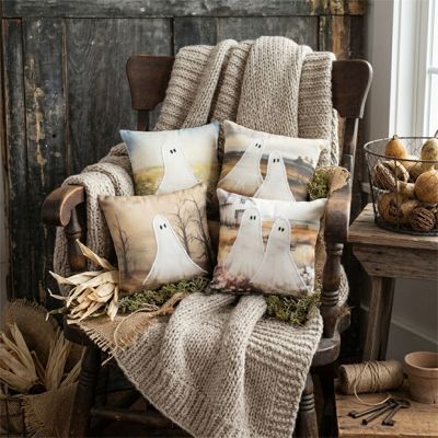Ghostly Halloween Mini Accent Pillows Set of 4