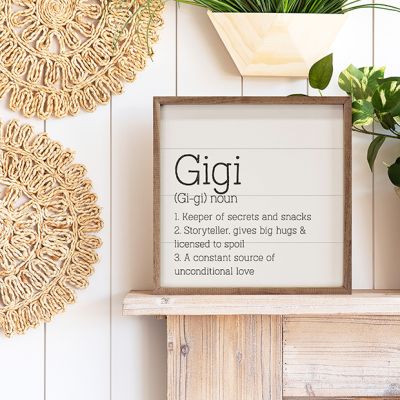 Gigi Definition White Framed Sign