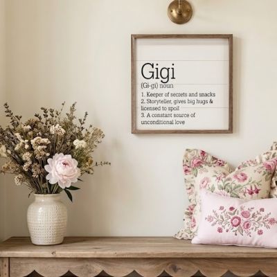 Gigi Definition White Framed Sign