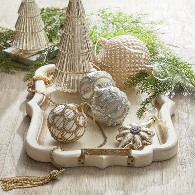 Gilded Wood and Metal Tray With Handles