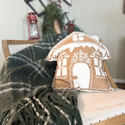 Gingerbread House Holiday Accent Pillow