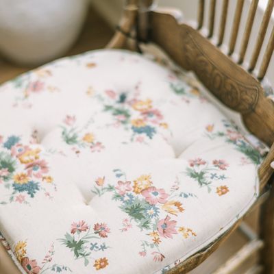 Gingham and Floral Patchwork Chair Cushion