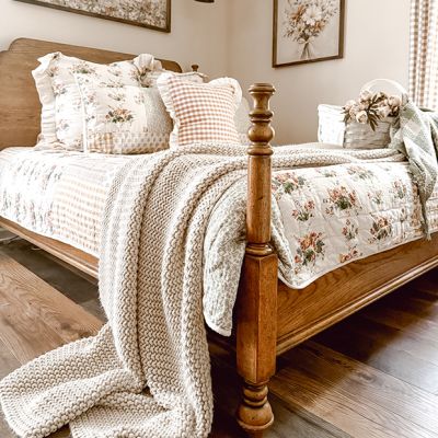 Gingham and Floral Patchwork Quilt