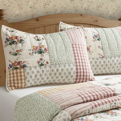 Gingham and Floral Patchwork Standard Sham