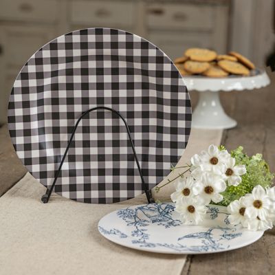 Gingham Check Black and White Charger Plate