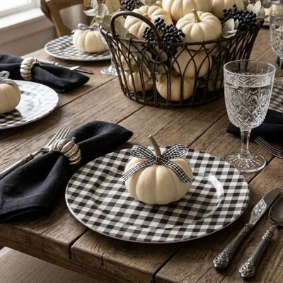 Gingham Check Black and White Charger Plate
