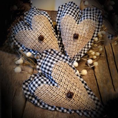 Gingham Check Heart Bowl Filler Set of 6