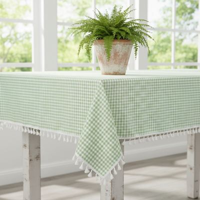 Gingham Check Tasseled Tablecloth