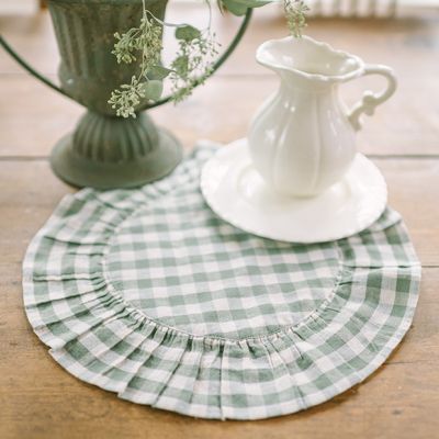 Gingham Green Ruffled Placemat Set of 6