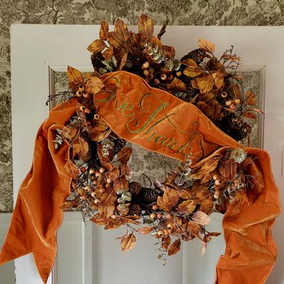 Give Thanks Velvet Wreath Sash