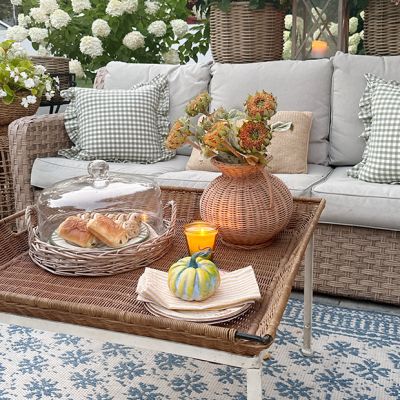 Glass Cloche Covered Wicker Tray Large