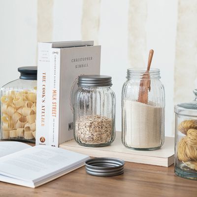 Glass Coffee and Tea Jar With Metal Lid Set of 2