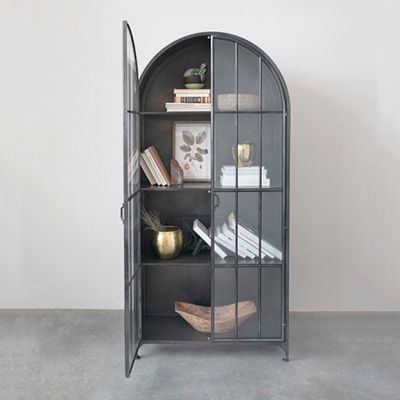 Glass Door Arched Metal Display Cabinet