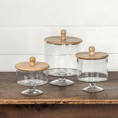 Glass Pedestal Cookie Jar With Lid