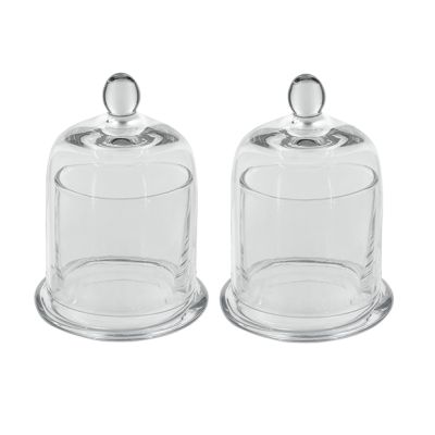 Glass Serving Platter with Dome Set of 2