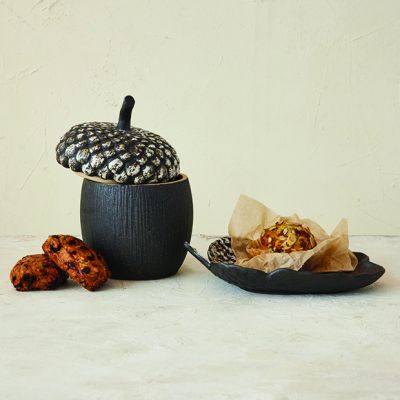 Glazed Acorn Shaped Stoneware Platter