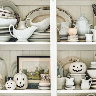 Glazed Ceramic Jack O Lantern Set of 3