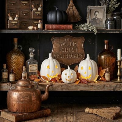 Glazed Ceramic Jack O Lantern Set of 3