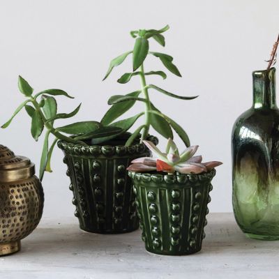 Glazed Hobnail Pattern Planter 5 inch