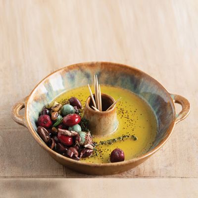 Glazed Stoneware Appetizer Server