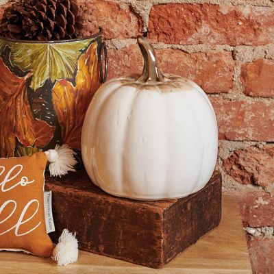 Glazed Stoneware Pumpkin Set of 2