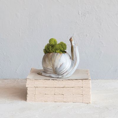 Glazed Stoneware Snail Planter Vase