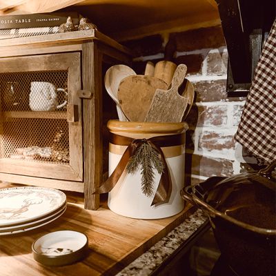 Glazed Stoneware Utensil Crock