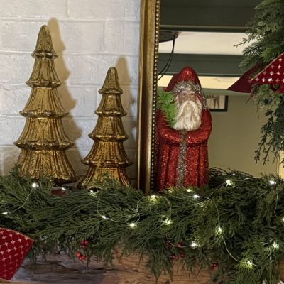 Glittered Belsnickel With Holly Branch Red 15 Inch