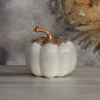 Glittered Cream Velvet Pumpkin