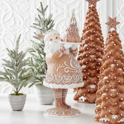 Glittered Gingerbread Santa Figurine